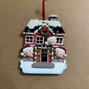 Christmas Holiday Ornament Three Children House Can Be Personalized New